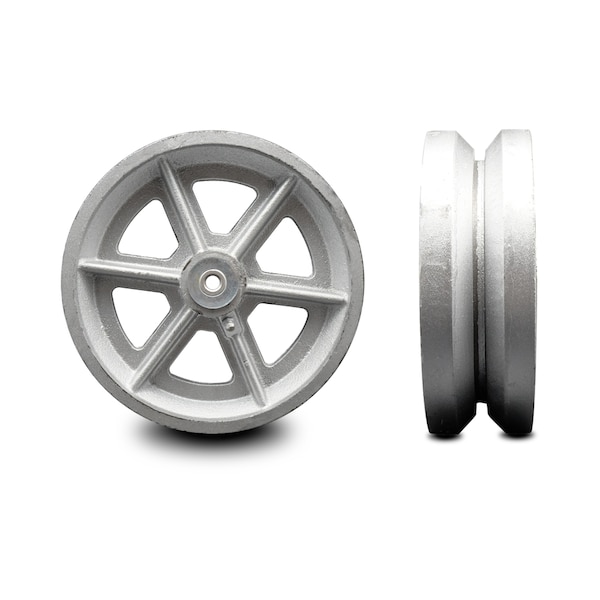 Service Caster SCC -6" Semi Steel Cast Iron V-Groove Wheel Only w/Roller Bearing -1200 lbs Cpty SCC-VGR620 - main